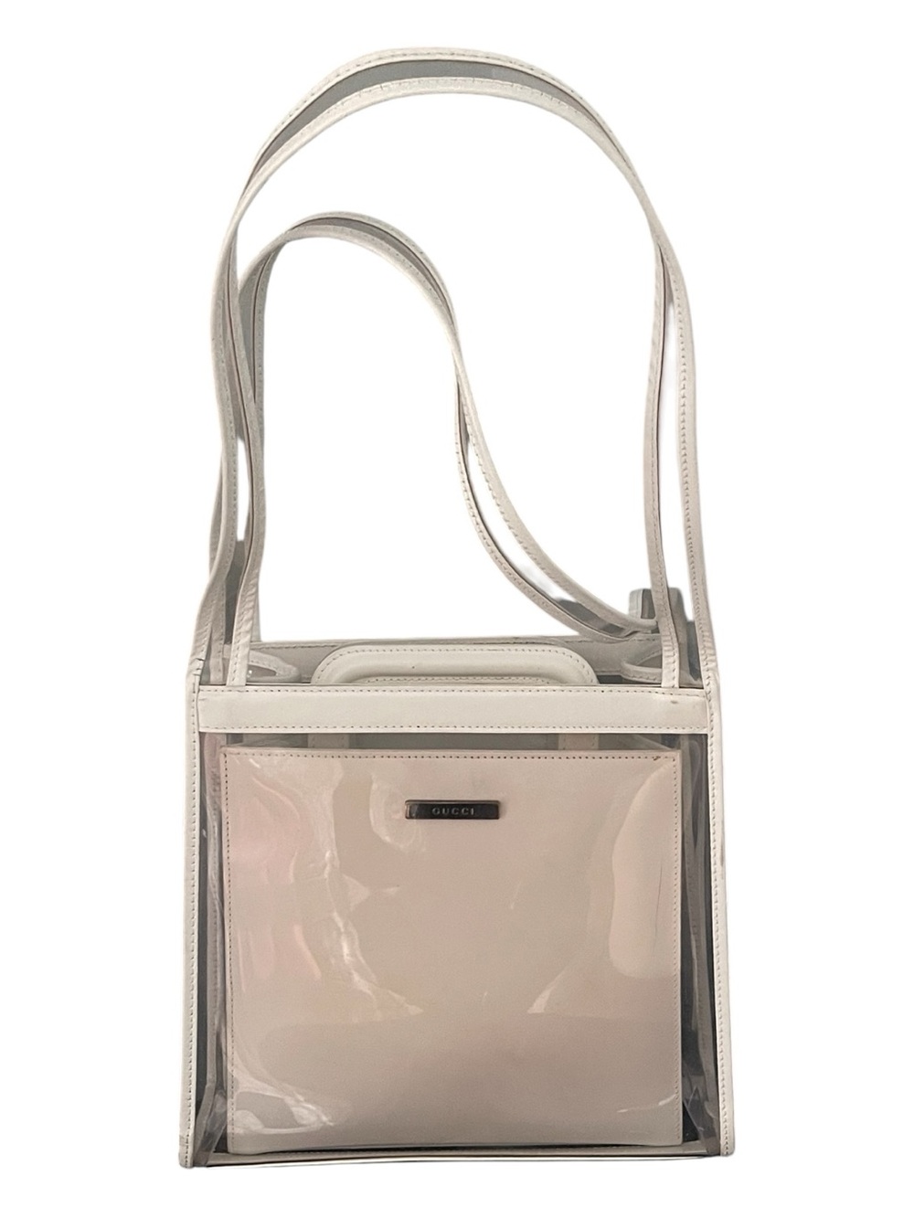 Gucci clear vinyl and white leather vintage shoulder bag